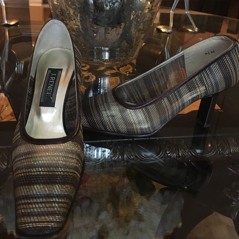 J.Renee mesh metallic heel.